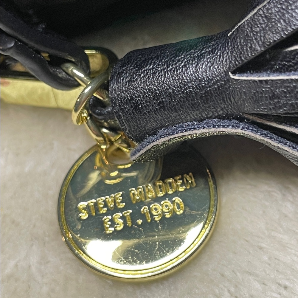Steve Madden Embossed Black Backpack with Gold Details - Picture 13 of 13